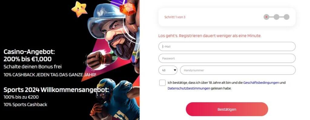 Die TrivelaBet Registrierung ist in wenigen Schritten abgeschlossen.