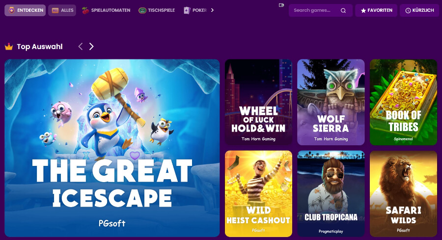 Vertrauen Würfel Slot Lobby