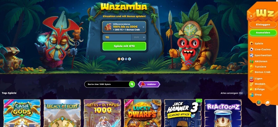 Wazamba Casino Logo Bild Wazamba Casino, Party im Busch