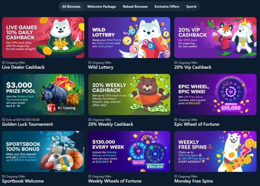 Das Bonusangebot des Wild Casinos