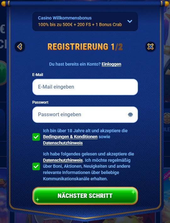 Die Registrierung bei Win Gaga ist schnell erledigt,