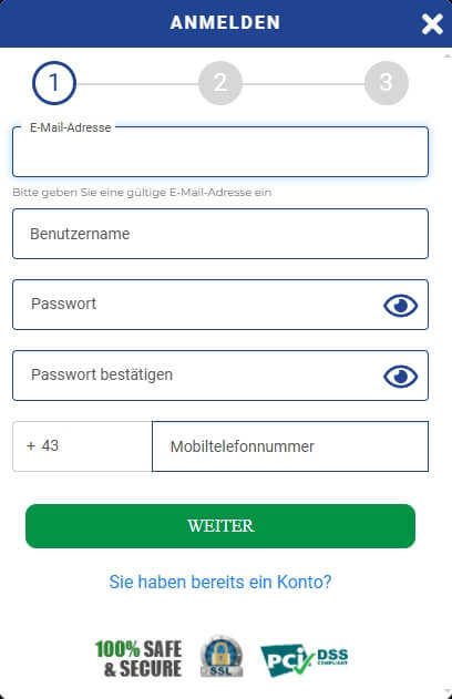 In nur drei einfachen Schritten können Sie sich im Winspark anmelden.